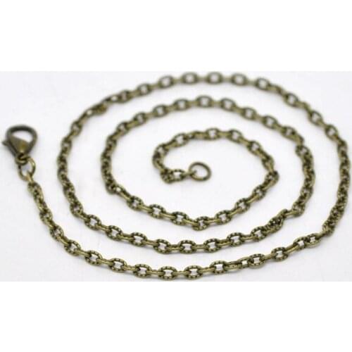 Free Shipping 24 Strands Antique Bronze Lobster Clasp Textured Link Chain Necklaces 3.5x2.5mm, 18" Findings Wholesale
