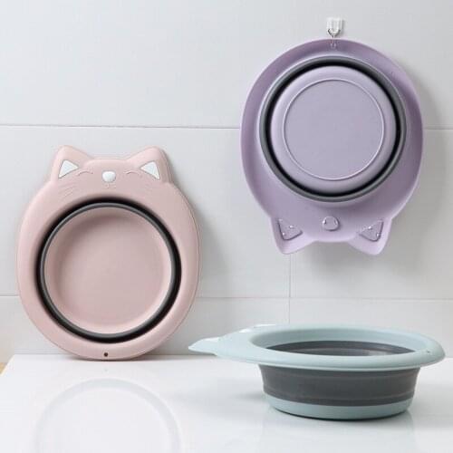 Large Folding Wash Basin Plastic Eco-Friendly Portable Travel Camping Cartoon Children Washbasins Bathroom Laundry Accessories