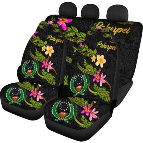 HUGSIDEA Pohnpei Front and Back Seat Cover for Car Polynesian Floral Design All Weather Most Car Seat Cover