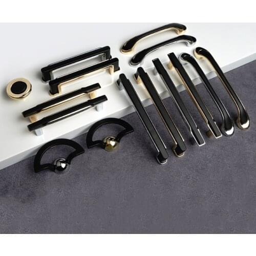 Black Gold Furniture Door Handle Wardrobe Drawer Knob Kitchen Wine Cabinet Single Hole Pull Ring Luxury Zinc Alloy Decoration