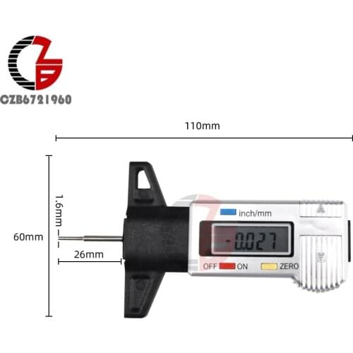 Tire Pressure Alarm High Precision Tire Digital Display Pattern Depth Gauge Electronic Vernier Caliper fo Tire Wear Detect 150mm