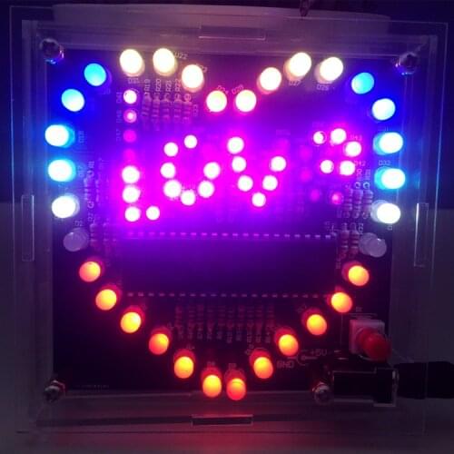 Electronic diy kit colorful LED heart DIY led heart lights Electronic DIY training welding assembly parts