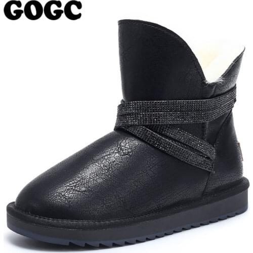 GOGC women boots 2020 snow boots warm women winter boots women ankle boots for women Genuine Leather boots women winter shoes