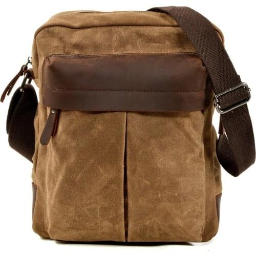 Europe America Canvas Leather Crossbody Bag Military Army Vintage Messenger Bags Casual Travel Small Shoulder Bag