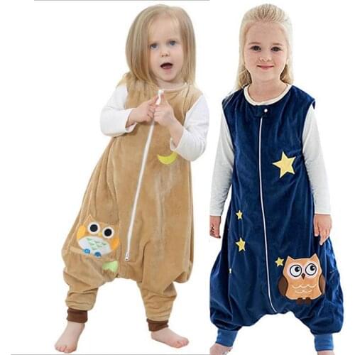 Jumpsuits 2020 New Toddler Cartoon Clothes Spring Autumn Sleeping Bag Flannel Baby Girl Pajamas Baby Boys Sleep Bag 2 4 6 Years