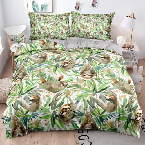 3D Gray Sloth Animal Comforter Cases Pillowcovers Sets Bedclothes Twin King Queen Double Single Size Custom Design Home Textile