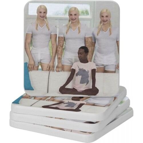 Piper Perrys Around Little Black Dude Diatomite Square Round Coaster Resistant Water Cup Bonsai Mat Soap Pad Diameter 10cm