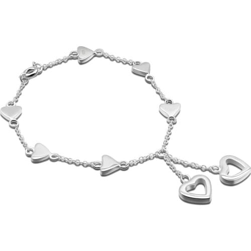 Minimalist Sexy Heart-shaped Love Heart 925 silver Bracelets & Bangles Female Chain Link Bracelet for Womens jewelry