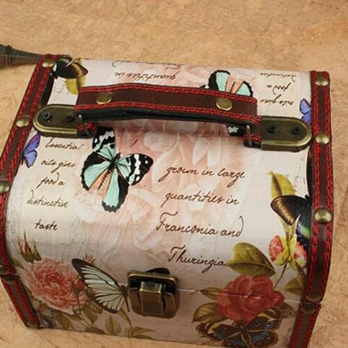 Fashion Faux Leather Buckle Wooden Jewelry Storage Case Box Cosmetics Container