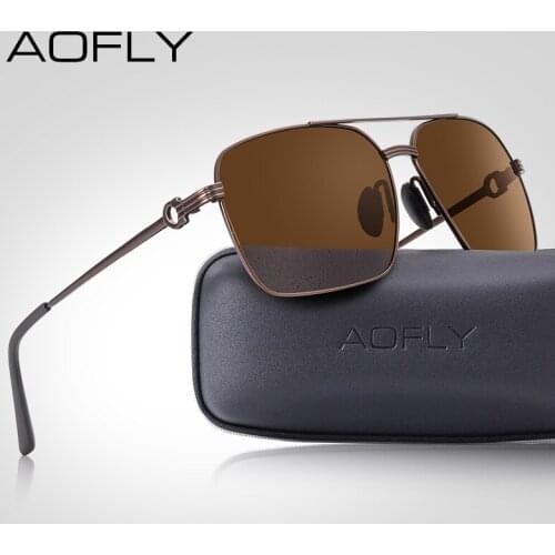 AOFLY Brand Design Classic Polarized Sunglasses For Men Driving Shades Alloy Retro Frame Square Sunglasses Male zonnebril heren