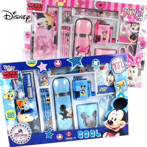 Disney Cartoon Anime Figure Stationary Set School Supplies Mickey Mouse Princess Sofia Elsa Avengers Pencil Case Children Gift