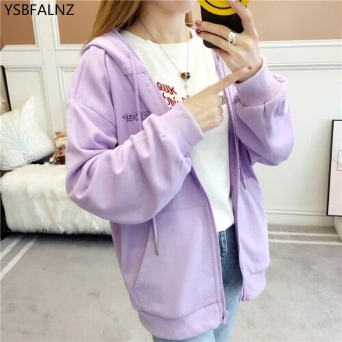 2020 New Hoodies Women Long Sleeve Autumn Harajuku Thin Section Solid Zipper Drawstring Spring Korean Loose Clothes Moletom