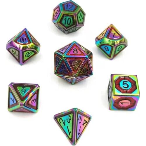 New polyhedral metal dice dnd dice set d4 d6 d8 d10 d12 d20 dados rpg dobbelstenen dados rol