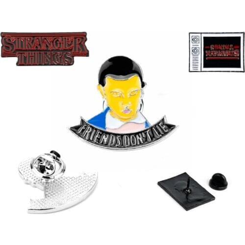 Stranger Things Figure Brooch Enamel Pin Letters Brooches for Women Men Lapel pin Movie Jewelry Trinket Shirt Backpack Hat Pin