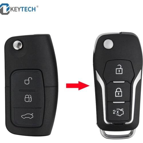 OkeyTech 3 Buttons Updated Flip Folding Replacement Car Key Shell For Ford Focus 2 3 Mondeo Fiesta Design Blank Remote Case