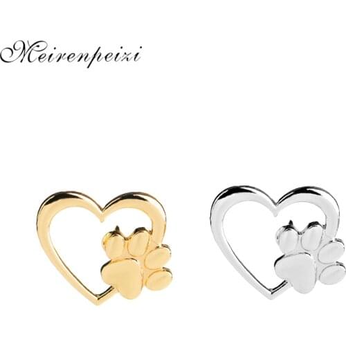 Pet paw prints pins dog cat footprint heart brooches hollow brooch lapel pins badge Button broches women memorial pet dog lover