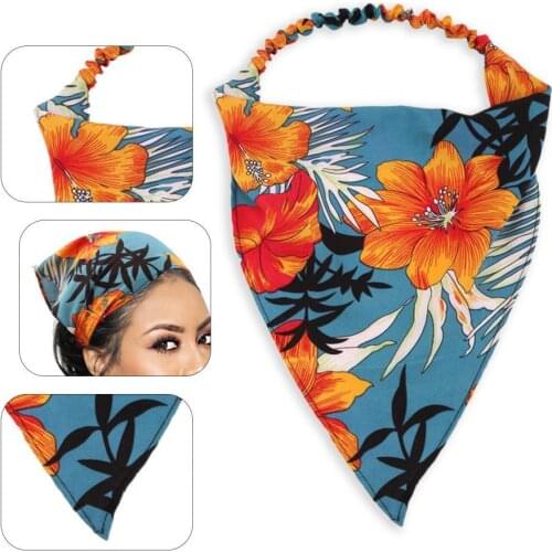 Vibrant Color Head Scarf High Elasticity Breathable Hair Decoration Women Vintage Flower Printed Triangle Head Scarves for Girl
