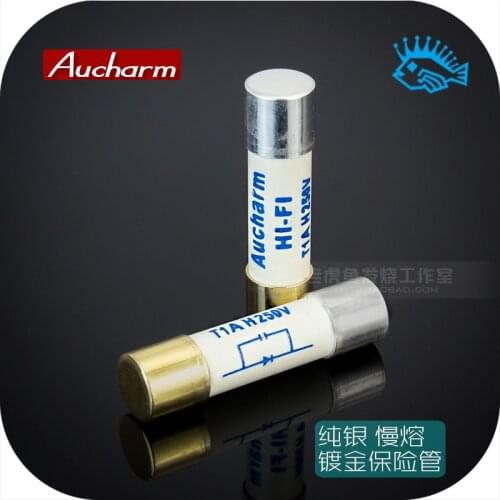 1pcs/5pcs Slow-melting sterling silver gold-plated fuse Aucharm HIFI fuse CD amplifier amp sound 5x20mm