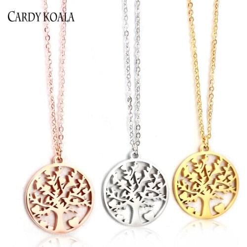 Hot Tree of Life Round Pendant Necklace High Quality Stainless Steel Pendant Gold/Silver/Rose Gold Women Jewelry Gifts