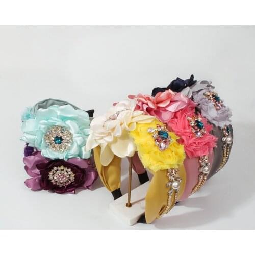 Bohemian New Fashion Big Flower Rhinestone Headband Baroque Leopard Headdress Luxury Temperament Hair Jewelry Accessories