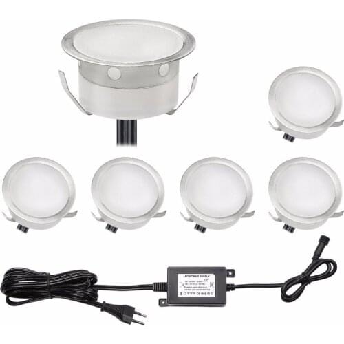 QACA DC12V Underground Lamp Recessed Stair Light IP67 Outdoor Landscape Luminaire CE ROHS LED Deck Lights kits 6pcs/set B104-6