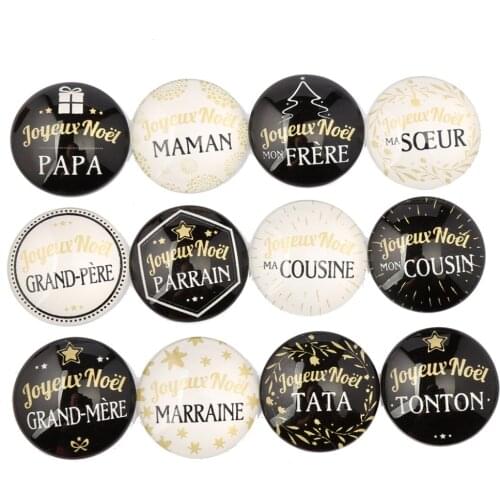 Reidgaller mix christmas noel photo round glass cabochon 18mm 20mm 25mm 30mm diy jewelry accessories for key chain pendants