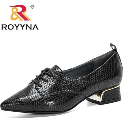 ROYYNA 2020 New Designers Lace Up Pointed Toe Office Pumps Women Work Shoes Ladies Dress High Heels Wedding Shoes Feminimo Comfy