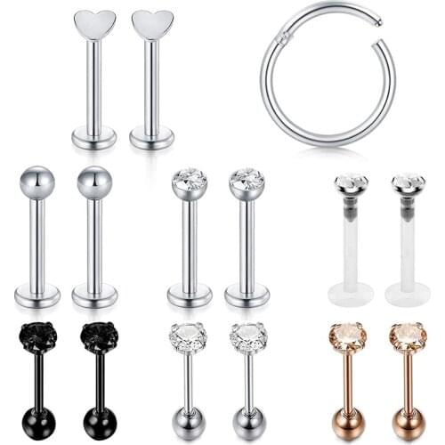 16 Gauge Stainless Steel Helix earrings Cartilage CZ Stud Earrings for Women Girls Helix Tragus Daith Piercing Jewelry