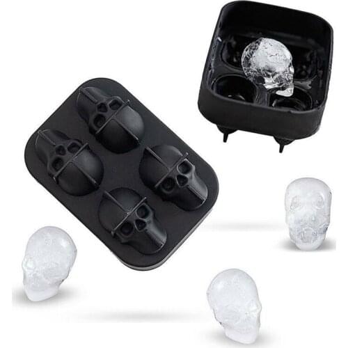 3D Skull Shape Silicone Ice Cube Trays Mold For Cool Cocktails Whisky Coffee Wine Ice Cream Mold Maker Kitchen Tools