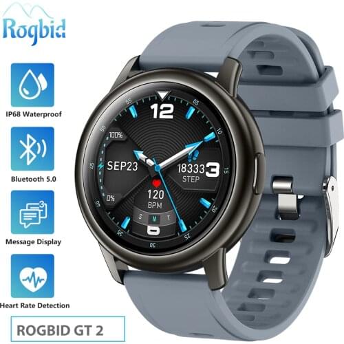 Rogbid GT 2 Smart Watch Men Women IP68 Waterproof Bluetooth 5.0 Sleep Monitor Fitness Heart Rate Tracker Smartwatch Android IOS
