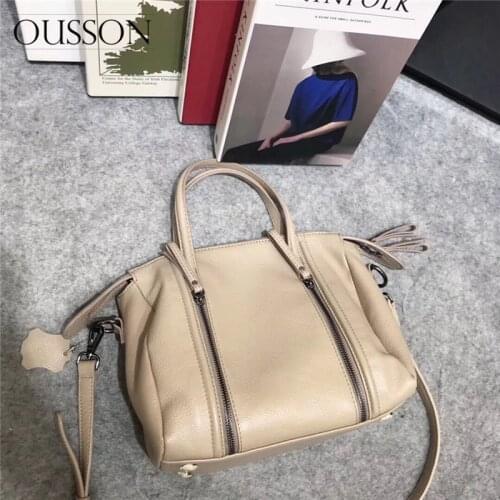 OUSSON Leisure Soft Leather Large Capacity Shoulder Messenger Bag Multifunctional Crosdbody Bag Tote Handbag For Women