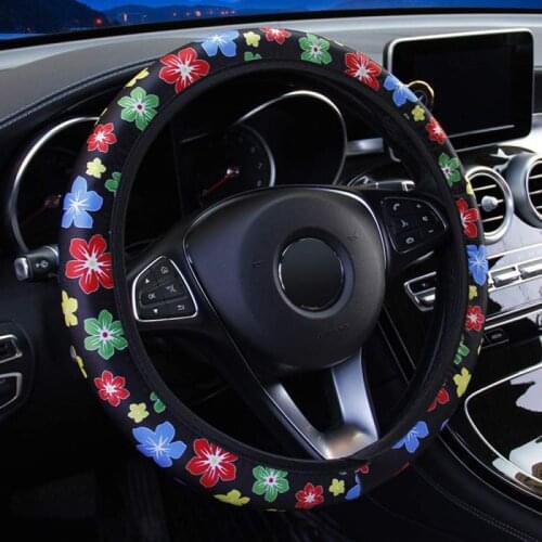 Balight Universal Car Steering Wheel Cover Styling Flowers Print Beetle Print Interior Accessories Auto Decor Steering Covers