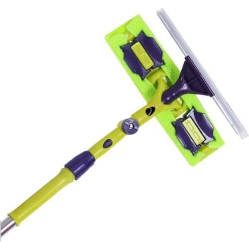 Rotating Glass Cleaning Tool Double-sided Telescopic Rod Window Cleaner Squeegee Wiper Long Handle Brush Silicone Scrubbe