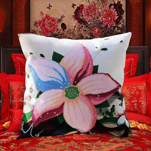 Cross stitch pillow kit embroidery needlework sets Diy printed 5D cross stitch pillow kits patterns paintings accessories fabric