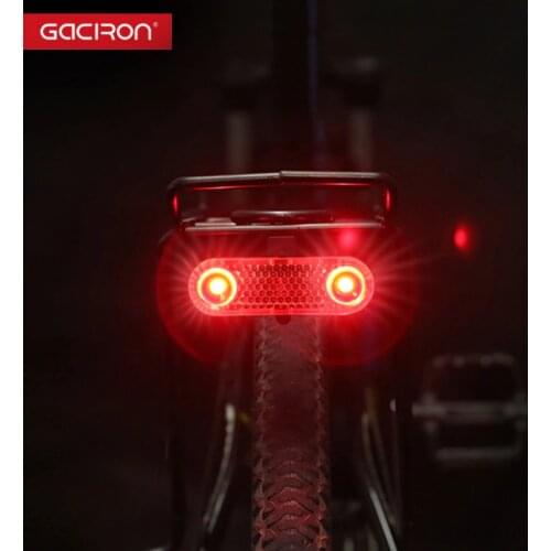 GACIRON Bicycle Cargo Rack Lamp Smart Brake Warning Taillight Rear Trunk Mount 60Lm 100Hrs 6 Modes USB Charge Light Reflective