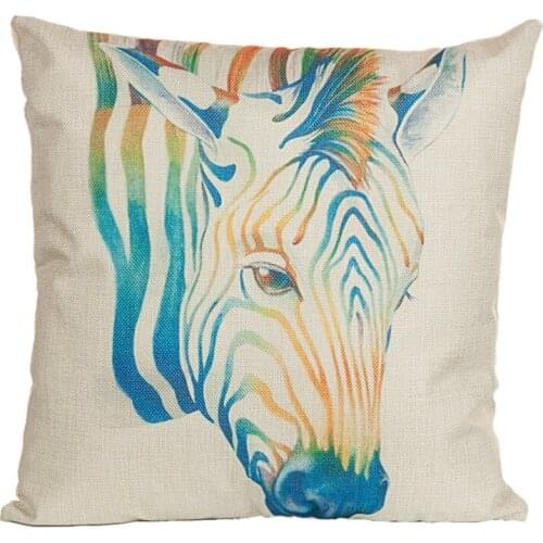 Zebra Horse Cushion Cover Cotton Linen Decorative Pillowcase Chair Seat Square 45x45cm Pillow Cover Home Living Textile