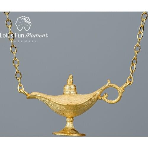 Lotus Fun Moment Aladdins Lamp Pendant Necklace Real 925 Sterling Silver Creative Handmade Designer Fine Jewelry for Women Gift
