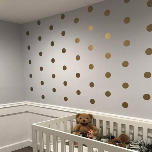 Gold Polka Dots Kids Room Baby Room Wall Stickers Children Home Decor Nursery Wall Decals Peel and stick vinyl decals JJ001