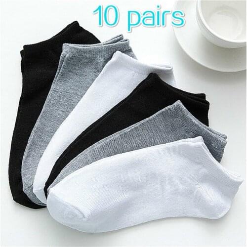 10 pairs of womens socks breathable sports socks solid color boat socks comfortable cotton ankle socks white black