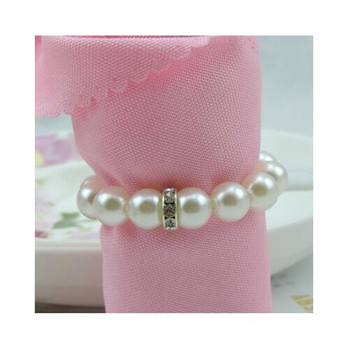 100pcs/lot White Pearl Diamond Napkin Rings For Hotel Wedding Banquet Table Decoration Accessories Party Supplies