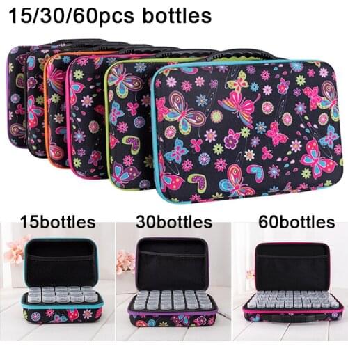 15/30/60 Bottles 5D Diamond Painting Accessories Tools Storage Box Carry Case Diamond Painting Tools Container Hand Bag