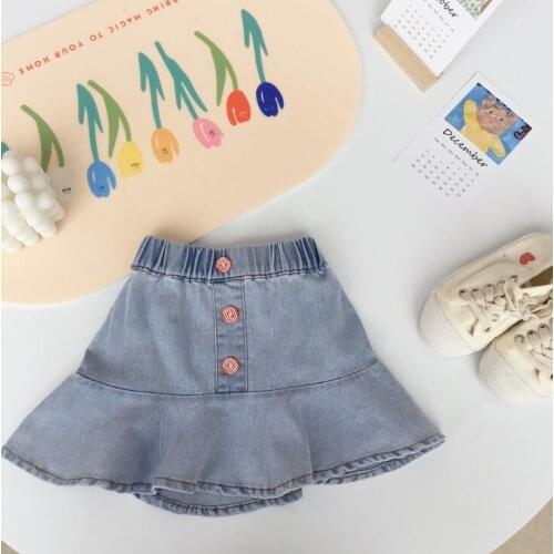 2021 new style girls denim skirt summer cotton fashion girls skirts 1-6 years YU40