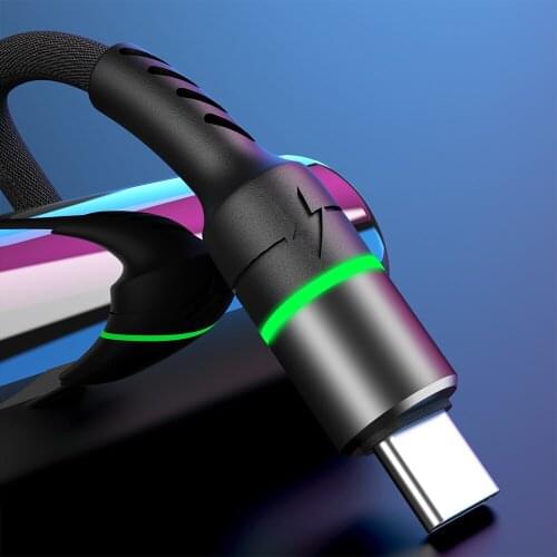 3A Fast Charging LED Data Cord Micro USB Type C Charger Wire Cable For Huawei P30 Xiaomi 10 Mobile Phone Quick Charge USB Cable