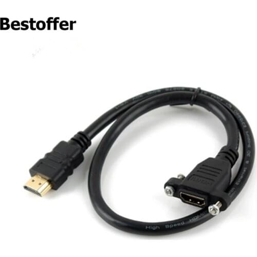 3D 4K x 2K Premium HDMI V2.0 A male to female panel mount extension Gold plated Cable Core
