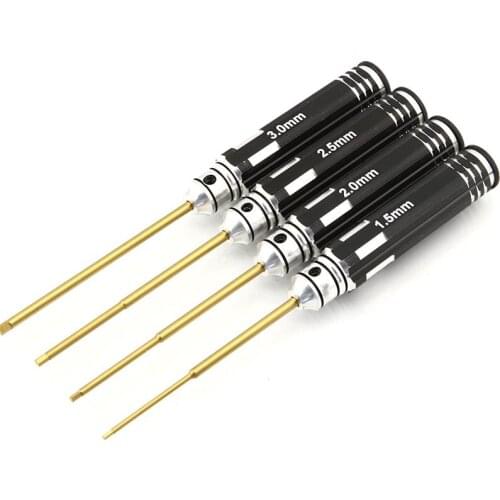 4 In 1 Screwdriver Hexagon Head 1.5 2.0 2.5 3.0mm HSS Titanium Coated Hex Screw Driver Tools Set Kits For RC FPV Helicopter Car