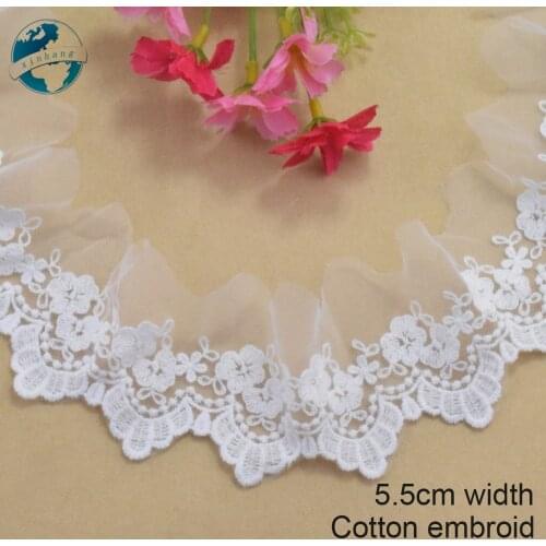 5.5cm wide cotton embroidery lace sewing ribbon guipure trim wedding decoration DIY dolls dress Accessories lace fabric edge4053