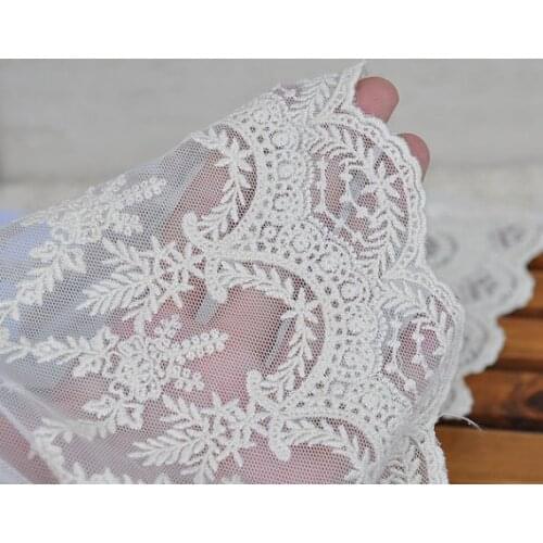 5 yards Embroidery Bridal Lace Scallop Alter Accessories Vintage Luxury Style Wide Lace, LT117EM