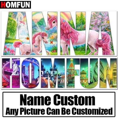 Homfun Name Letter Photos Custom 5D Diamond Painting Cross Stitch Full Square/Round Cartoon Diamond embroidery Home Decor Gift