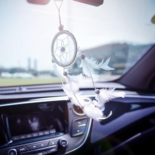 Car Pendant White Dream Catcher Handmade Decorative Hanging Ornaments Tree of Life Dreamcatcher Car Charm For Rear View Mirror