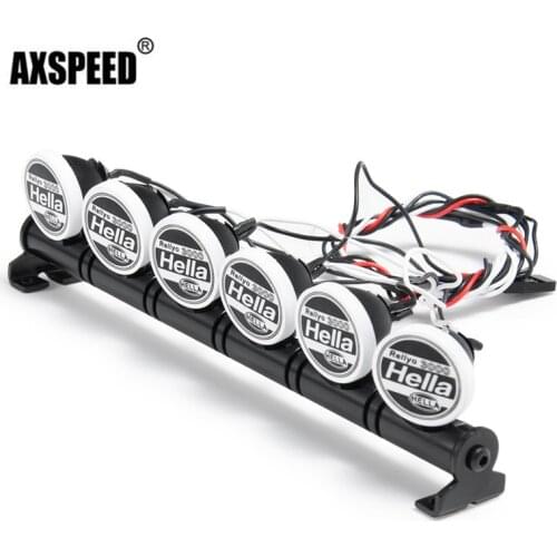 AXSPEED Metal Roof Light 6 Pcs LED Spot Lights with Hella for TRX-4 Axial SCX10 1:10 RC Crawler Car Truck